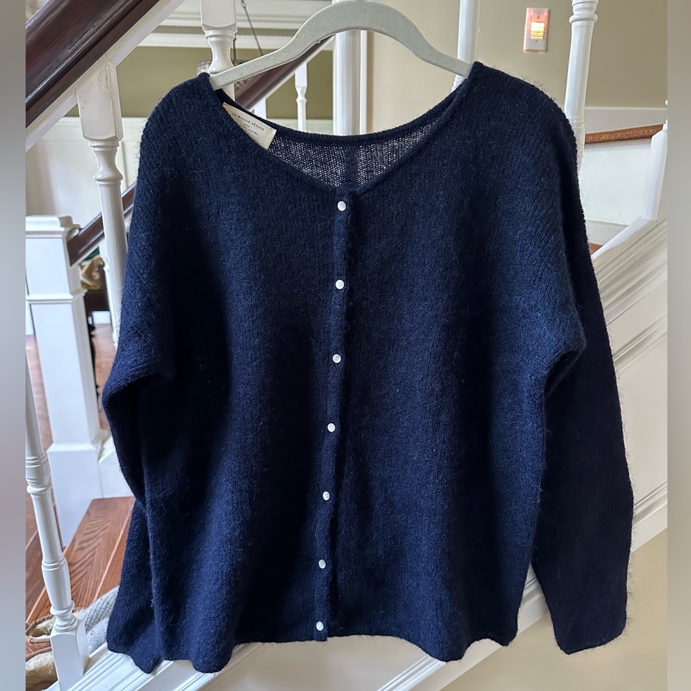 Sézane Gaspard Cardigan in Navy Blue